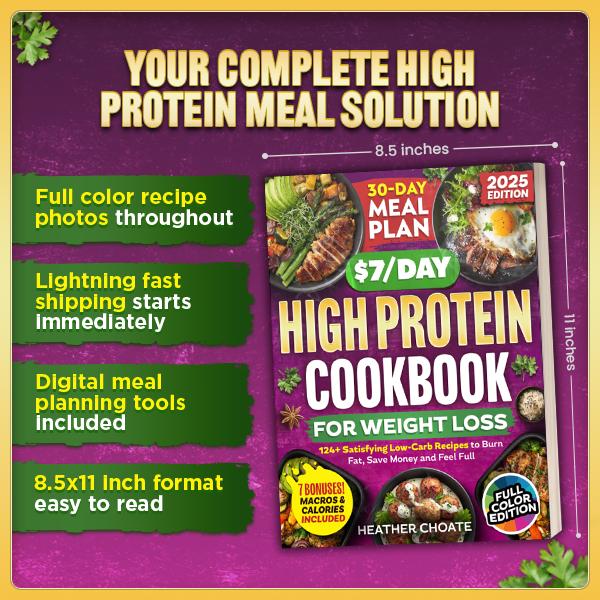 High Protein Cookbook: 124+ Easy Low-Carb Recipes with a 30-Day Meal Plan