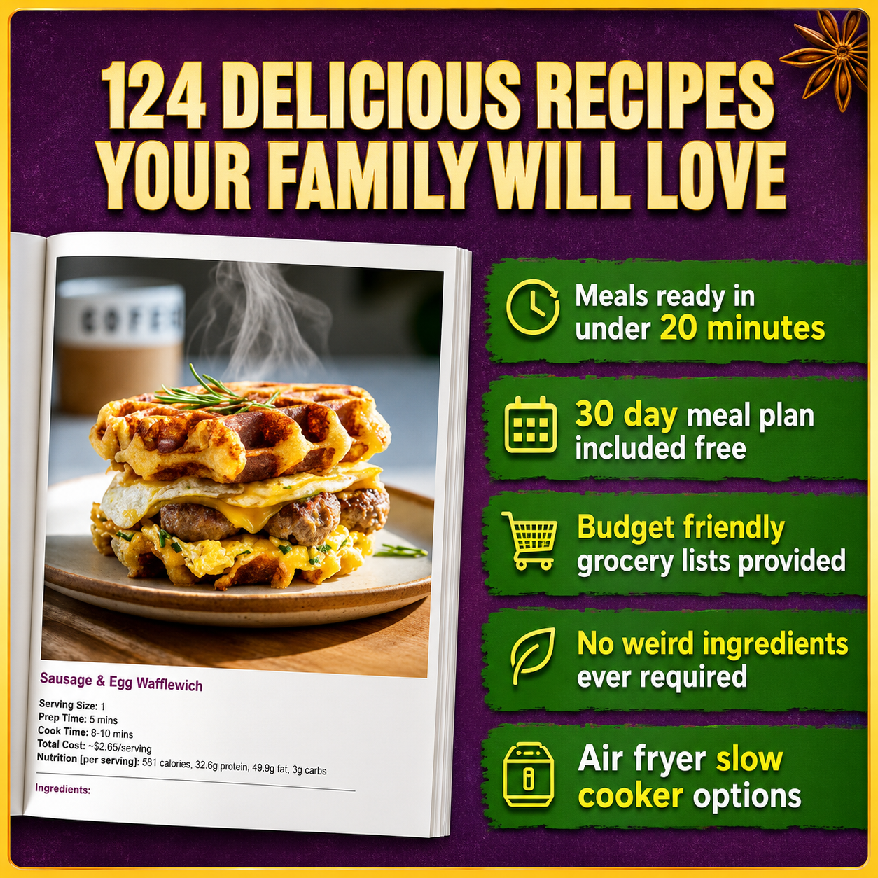 High Protein Cookbook: 124+ Easy Low-Carb Recipes with a 30-Day Meal Plan